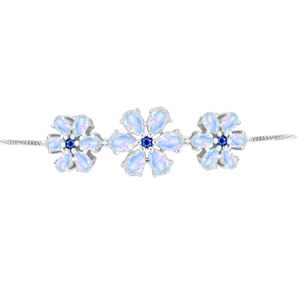 Pulsera de Plata con Zafiro Azul Australiano y Piedra Lunar Arco Iris 2 
