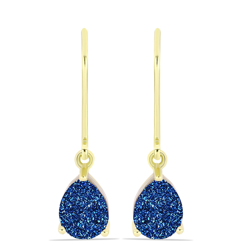 Pendientes de Plata Bañada en Oro con Drusa Azul 1 