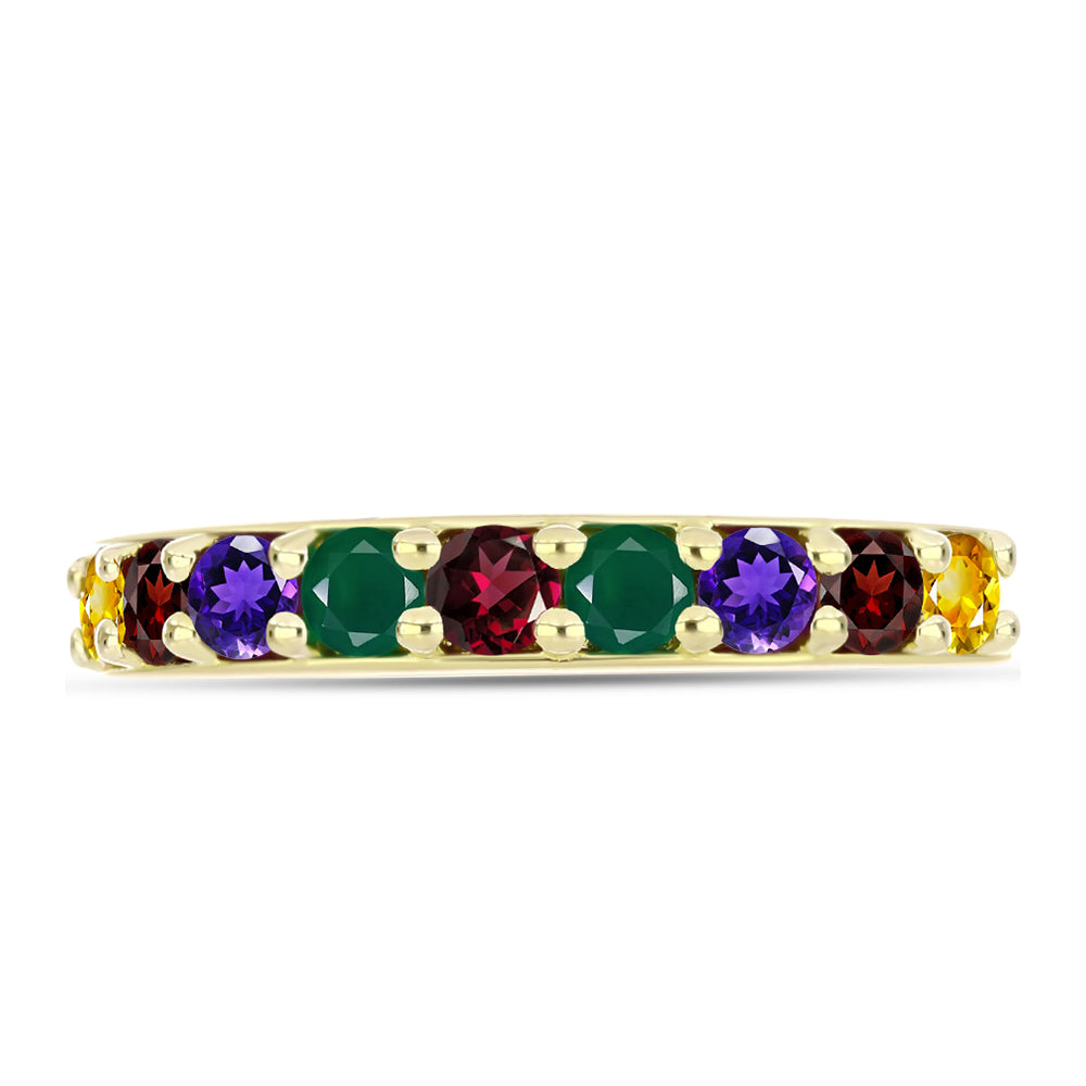 Anillo de Plata Bañada en Oro con Amatista de Marruecos y Citrino de los Montes Urales 2 