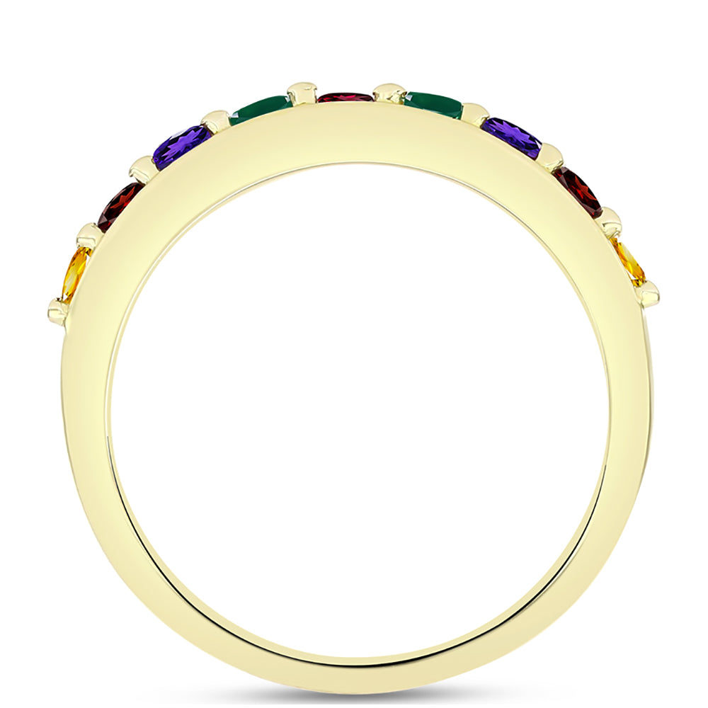 Anillo de Plata Bañada en Oro con Amatista de Marruecos y Citrino de los Montes Urales 3 