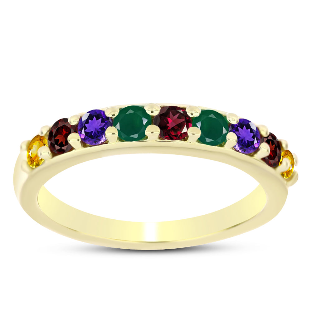 Anillo de Plata Bañada en Oro con Amatista de Marruecos y Citrino de los Montes Urales 1 