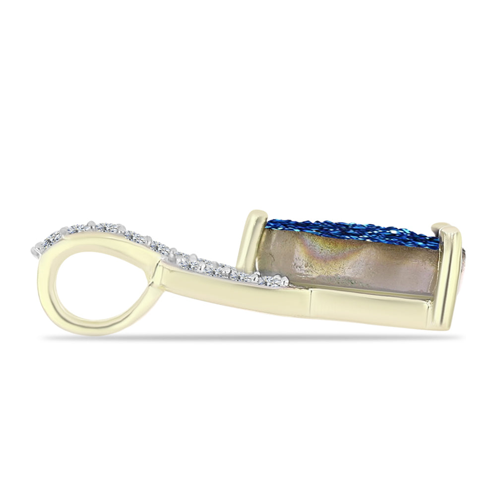 Colgante de Plata Bañada en Oro con Drusa Azul y Topacio Blanco 2 