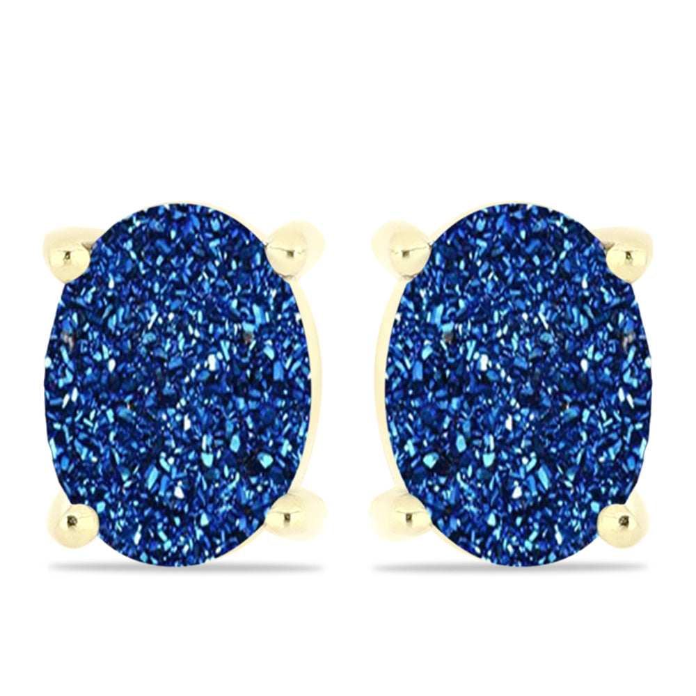 Pendientes de Plata Bañada en Oro con Drusa Azul 1 