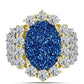 Anillo de Plata Bañada en Oro con Drusa Azul y Topacio Blanco