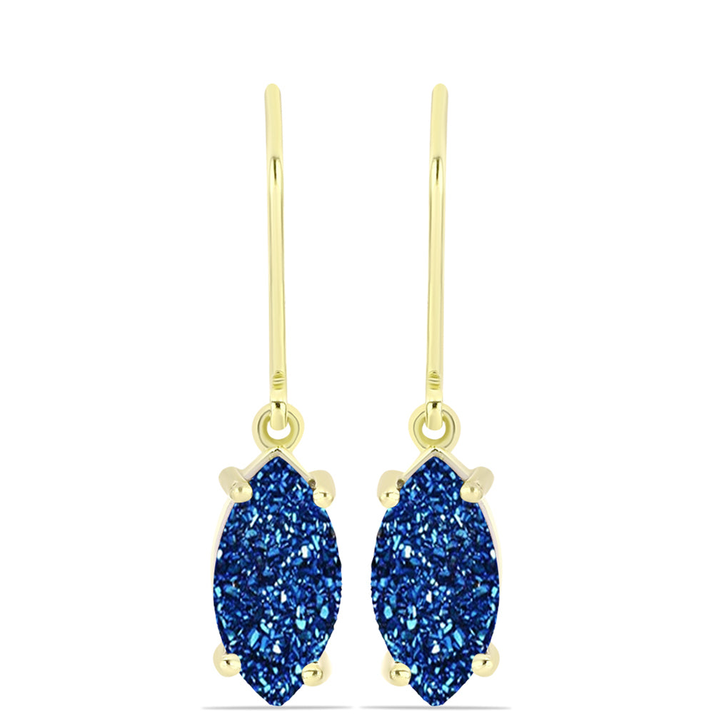 Pendientes de Plata Bañada en Oro con Drusa Azul 1 