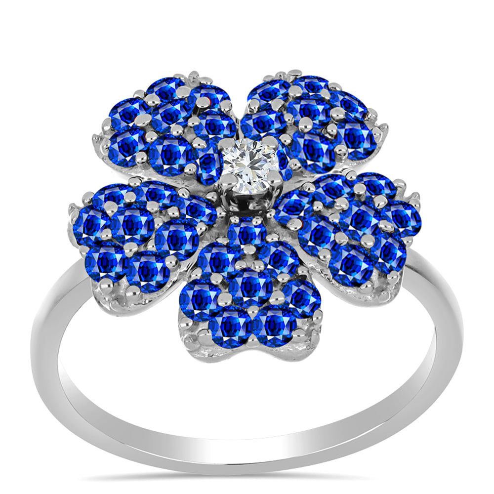 Anillo de Plata con Zafiro Azul Australiano y Topacio Blanco 3 