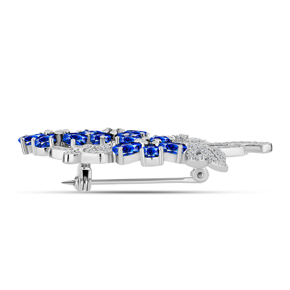 Broche de Plata con Zafiro Azul Australiano y Topacio Blanco