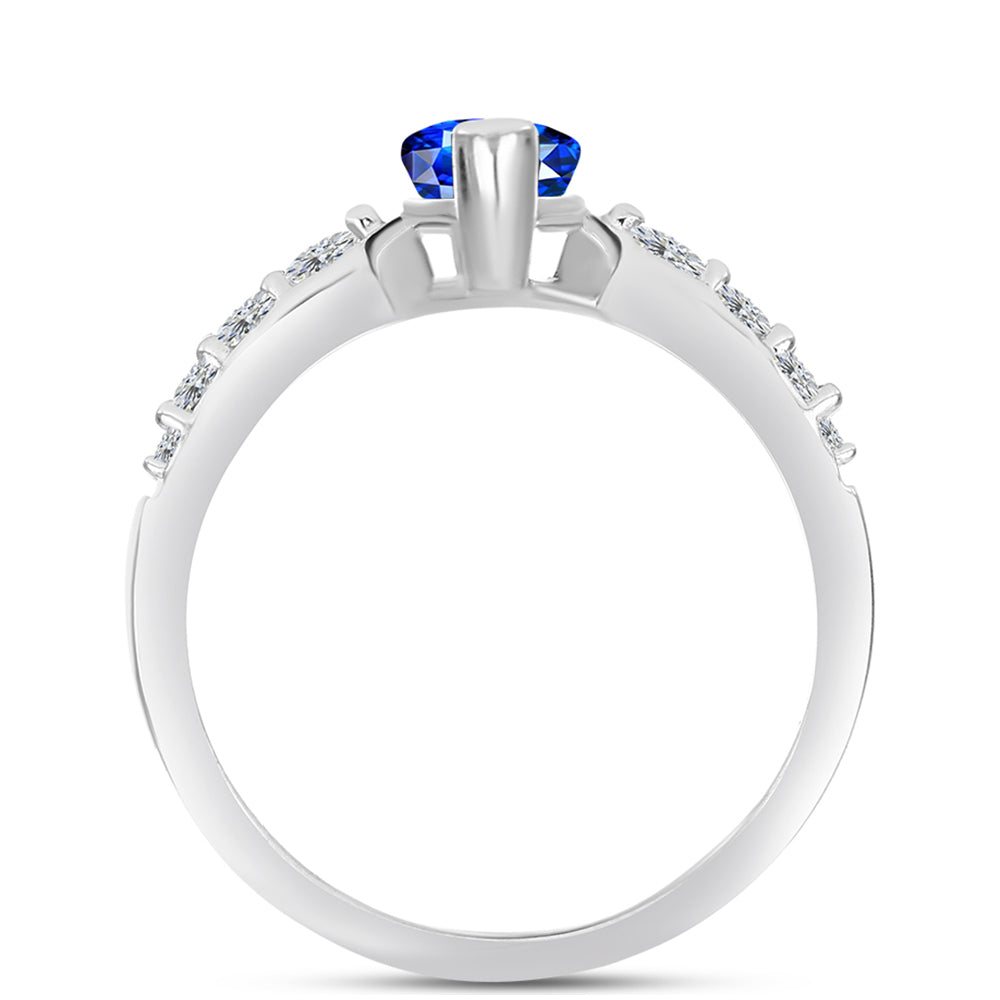 Anillo de Plata con Zafiro Azul Australiano y Topacio Blanco
