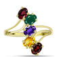 Anillo de Plata Bañada en Oro con Amatista de Marruecos y Citrino de los Montes Urales