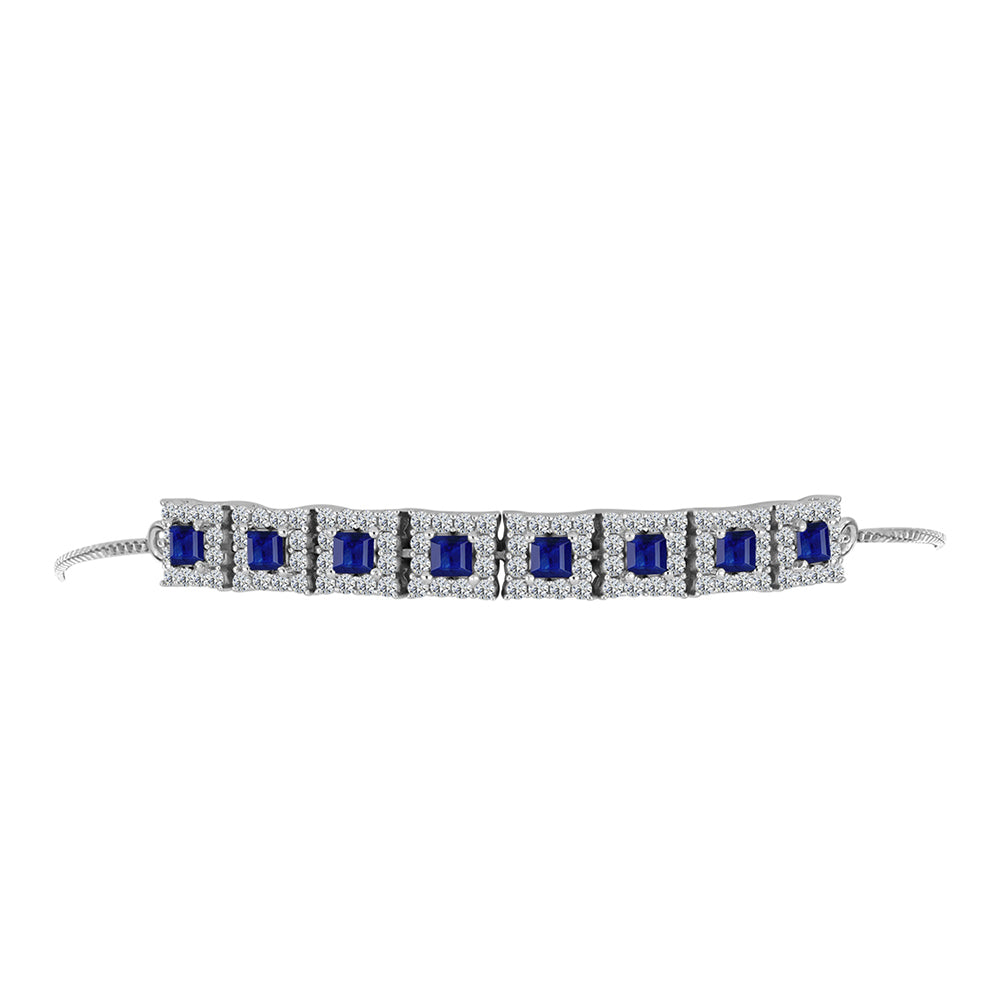 Pulsera de Plata con Zafiro Azul Australiano y Topacio Blanco 2 