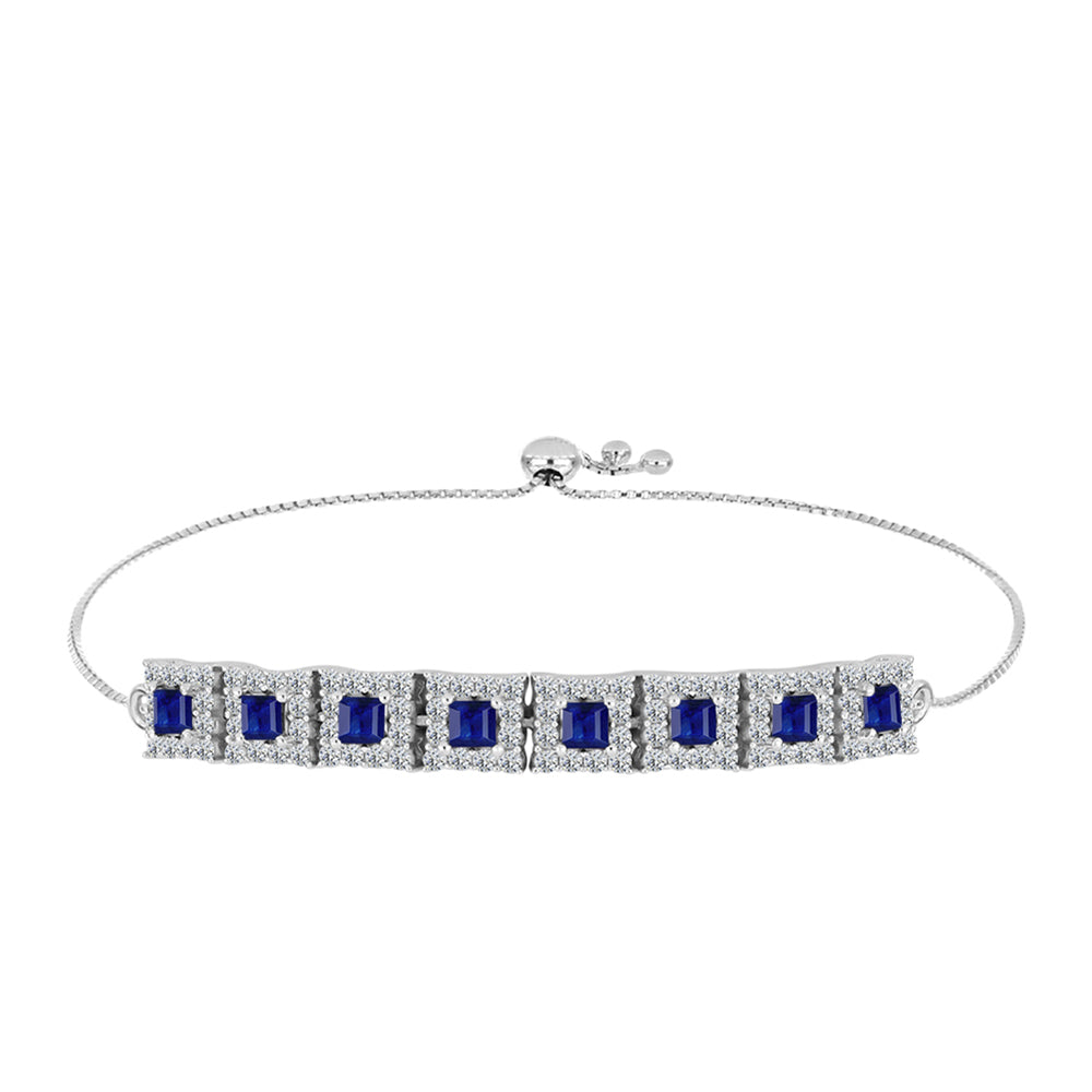 Pulsera de Plata con Zafiro Azul Australiano y Topacio Blanco 1 