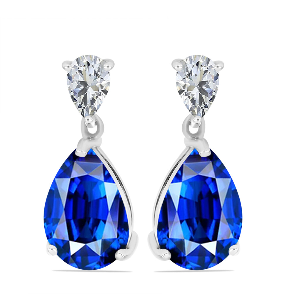 Pendientes de Plata con Zafiro Azul Australiano y Topacio Blanco 1 