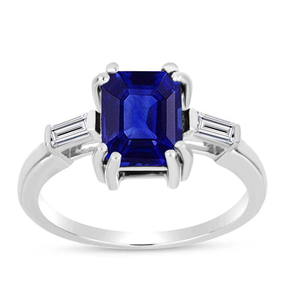 Anillo de Plata con Zafiro Azul Australiano y Topacio Blanco 3 