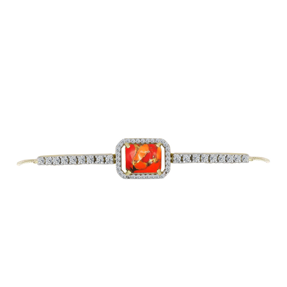 Pulsera de Plata Bañada en Oro con Turquesa de Mohave y Topacio Blanco