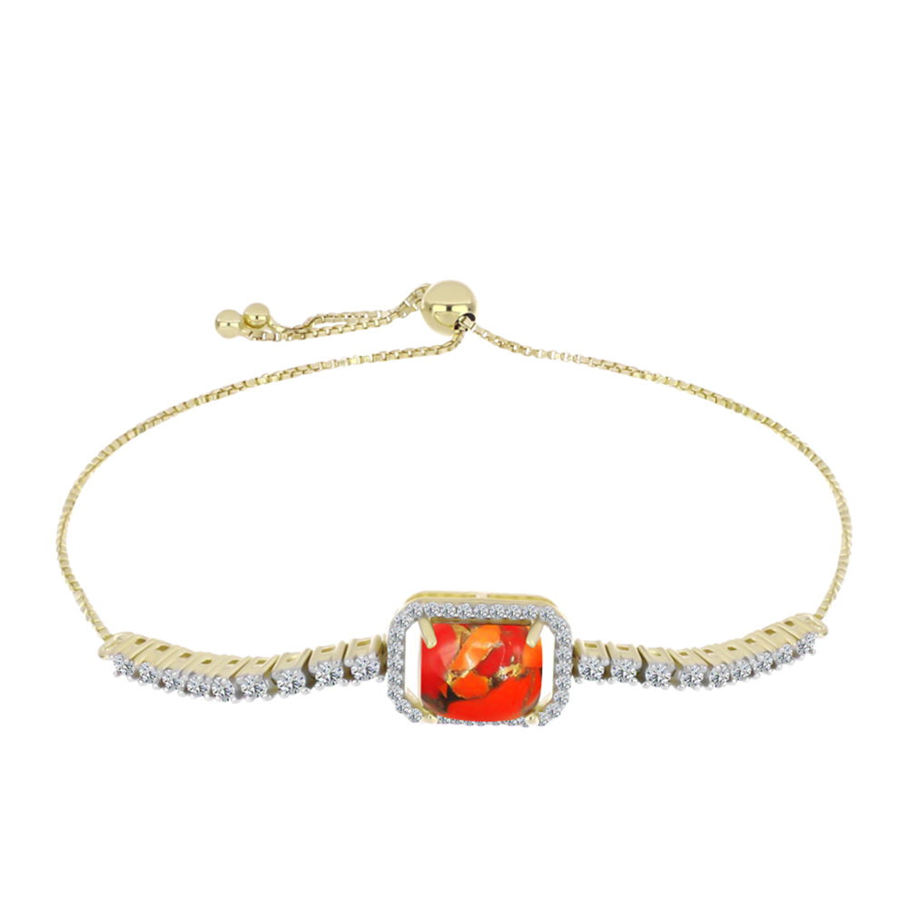 Pulsera de Plata Bañada en Oro con Turquesa de Mohave y Topacio Blanco 1 