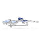 Broche de Plata con Zafiro Azul Australiano y Piedra Lunar Arco Iris