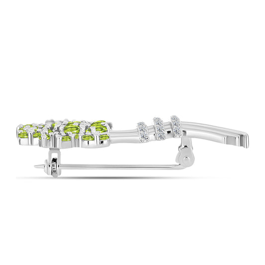 Broche de Plata con Peridoto de Changbai y Topacio Blanco