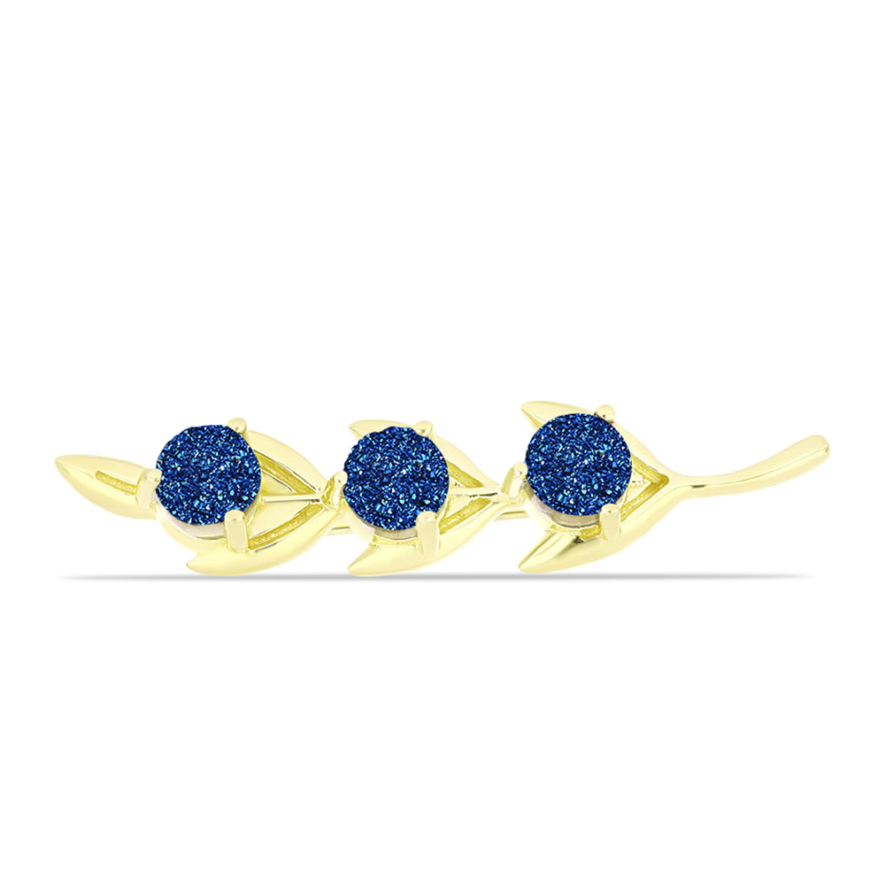 Broche de Plata Bañada en Oro con Drusa Azul