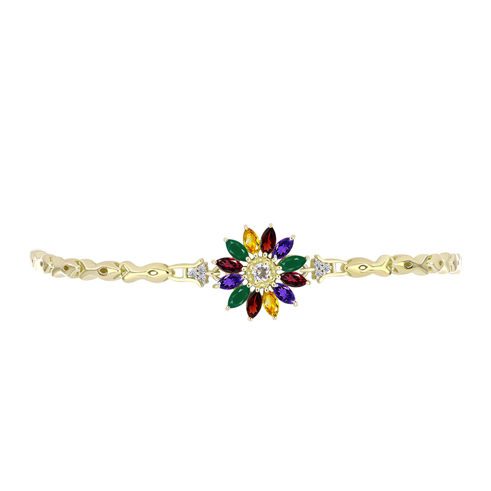Pulsera de Plata Bañada en Oro con Amatista de Marruecos y Citrino de los Montes Urales 2 