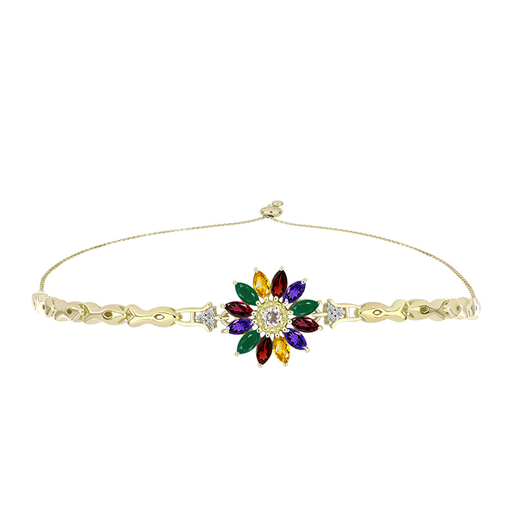 Pulsera de Plata Bañada en Oro con Amatista de Marruecos y Citrino de los Montes Urales 1 