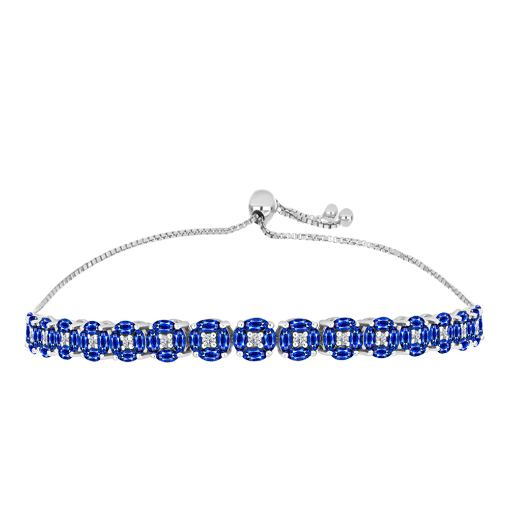 Pulsera de Plata con Zafiro Azul Australiano y Topacio Blanco 1 