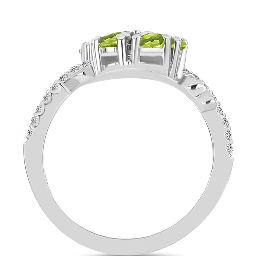 Anillo de Plata con Peridoto de Changbai y Topacio Blanco