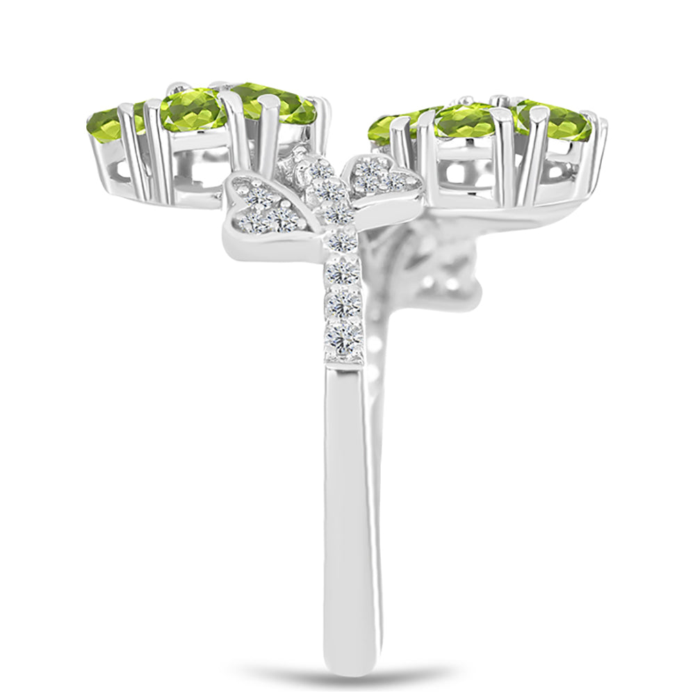 Anillo de Plata con Peridoto de Changbai y Topacio Blanco 4 