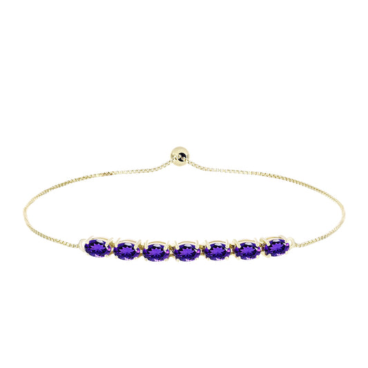 Pulsera de Plata Bañada en Oro con Amatista de Marruecos