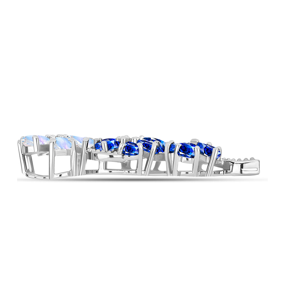 Colgante de Plata con Zafiro Azul Australiano y Piedra Lunar Arco Iris 2 