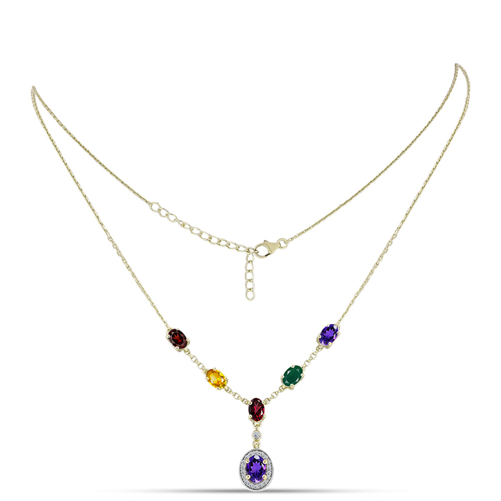 Collar de Plata Bañada en Oro con Amatista de Marruecos y Citrino de los Montes Urales 1 