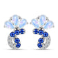 Pendientes de Plata con Zafiro Azul Australiano y Piedra Lunar Arco Iris