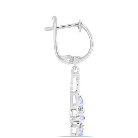Pendientes de Plata con Zafiro Azul Australiano y Piedra Lunar Arco Iris