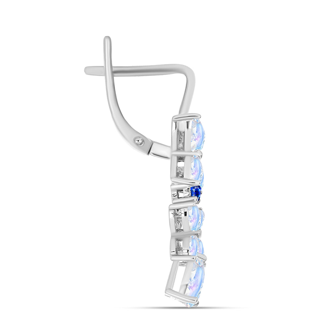 Pendientes de Plata con Zafiro Azul Australiano y Piedra Lunar Arco Iris 2 