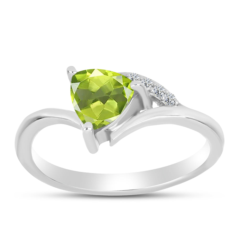 Anillo de Plata con Peridoto de Changbai y Topacio Blanco 3 