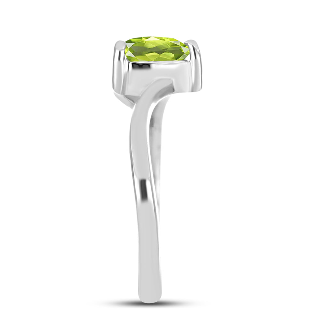 Anillo de Plata con Peridoto de Changbai y Topacio Blanco 4 