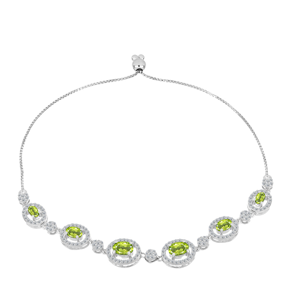 Pulsera de Plata con Peridoto de Changbai y Topacio Blanco 1 
