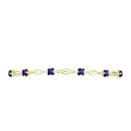 Pulsera de Plata Bañada en Oro con Amatista de Marruecos