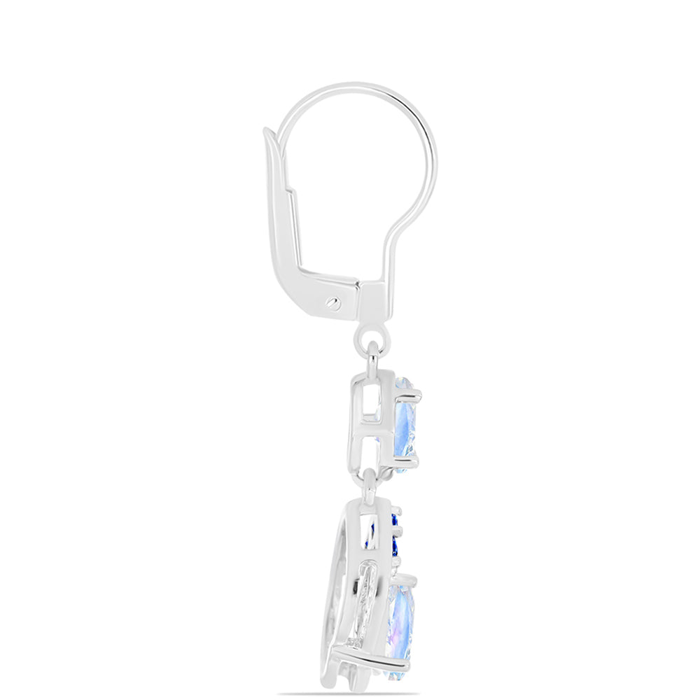 Pendientes de Plata con Zafiro Azul Australiano y Piedra Lunar Arco Iris 2 