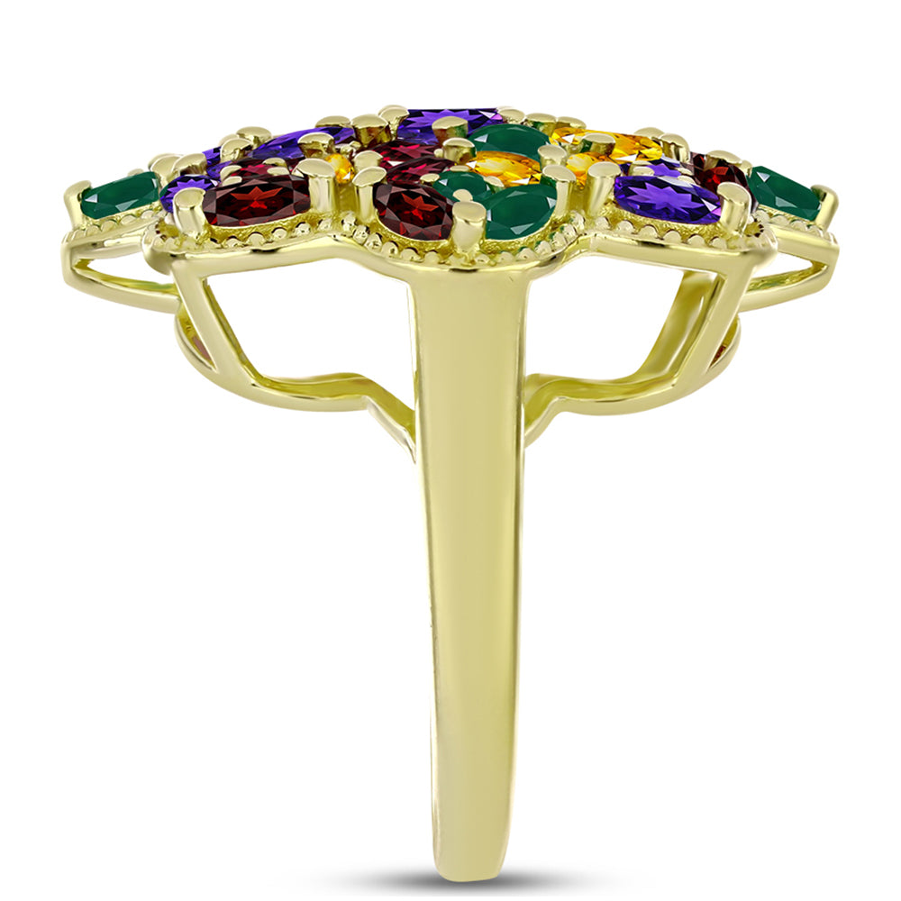 Anillo de Plata Bañada en Oro con Amatista de Marruecos y Citrino de los Montes Urales 4 