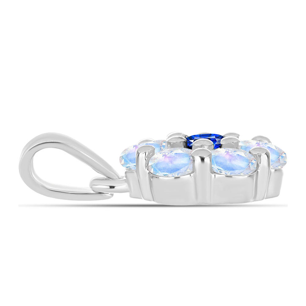 Colgante de Plata con Zafiro Azul Australiano y Piedra Lunar Arco Iris 2 