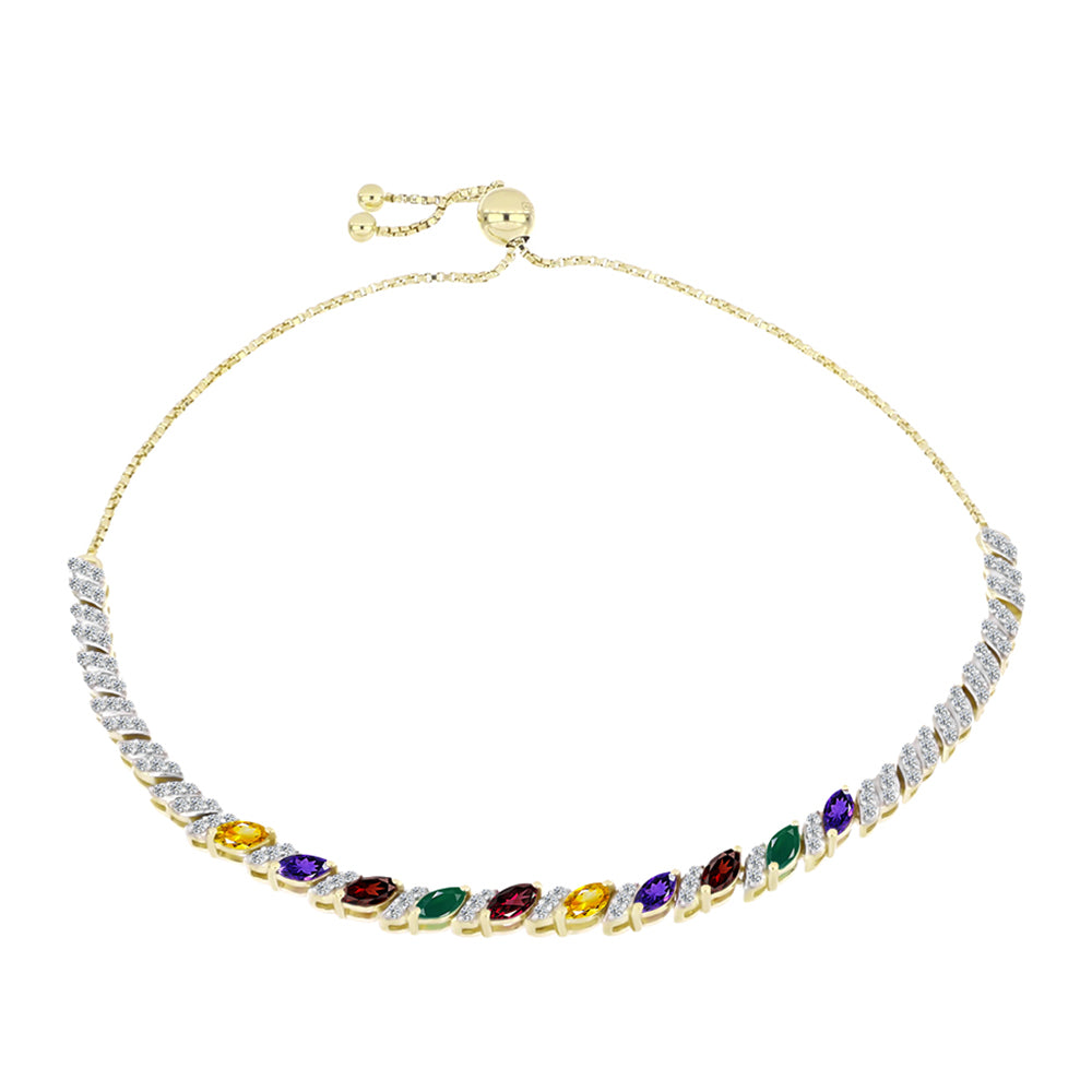 Pulsera de Plata Bañada en Oro con Amatista de Marruecos y Citrino de los Montes Urales 1 