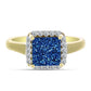 Anillo de Plata Bañada en Oro con Drusa Azul y Topacio Blanco