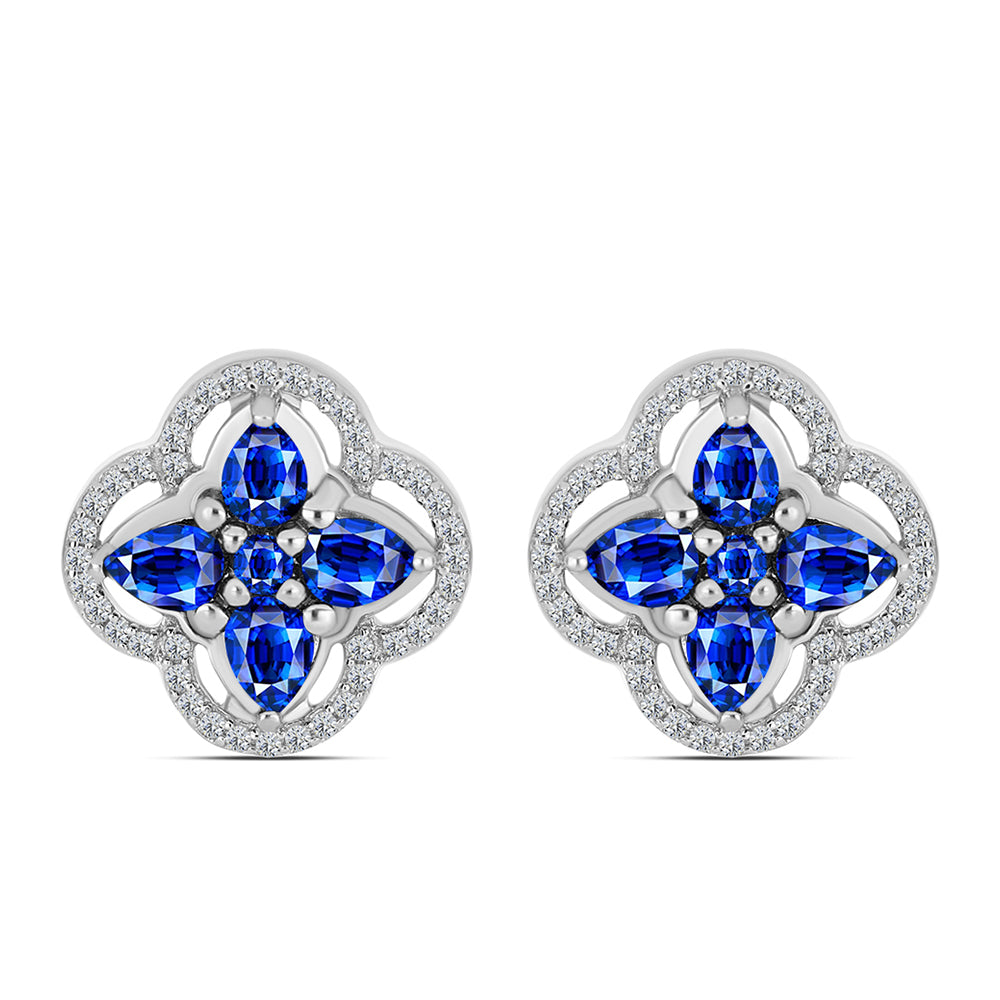 Pendientes de Plata con Zafiro Azul Australiano y Topacio Blanco