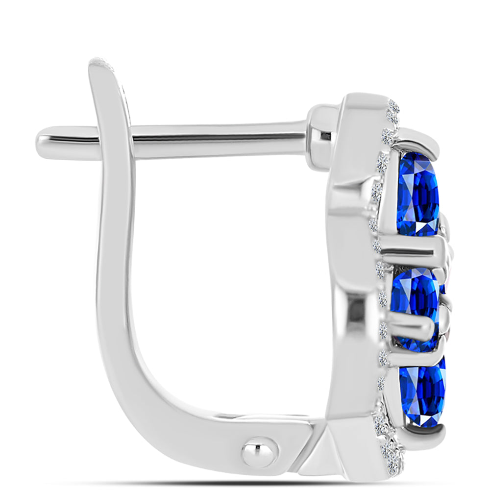 Pendientes de Plata con Zafiro Azul Australiano y Topacio Blanco 2 