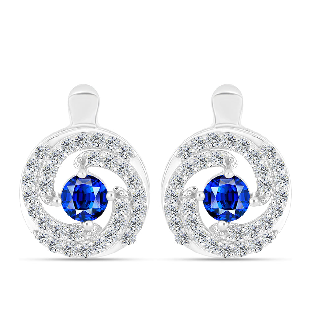 Pendientes de Plata con Zafiro Azul Australiano y Topacio Blanco