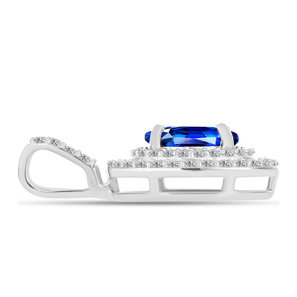 Colgante de Plata con Zafiro Azul Australiano y Topacio Blanco 2 
