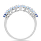 Anillo de Plata con Zafiro Azul Australiano y Piedra Lunar Arco Iris