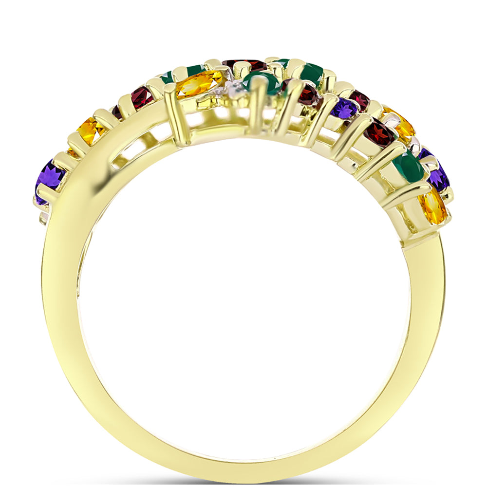 Anillo de Plata Bañada en Oro con Amatista de Marruecos y Citrino de los Montes Urales 2 