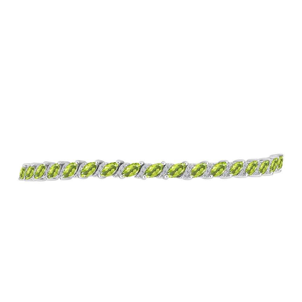 Pulsera de Plata con Peridoto de Changbai y Topacio Blanco 2 
