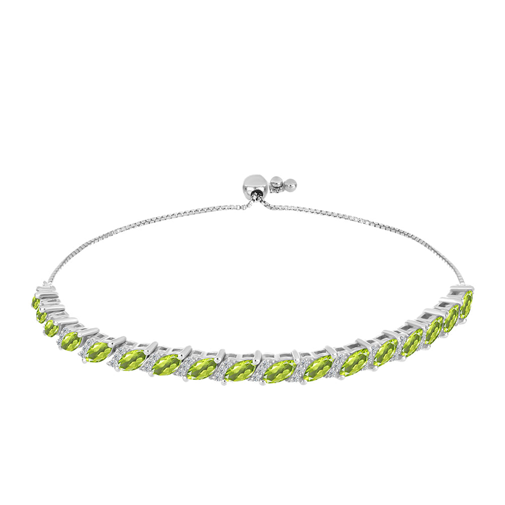 Pulsera de Plata con Peridoto de Changbai y Topacio Blanco 1 
